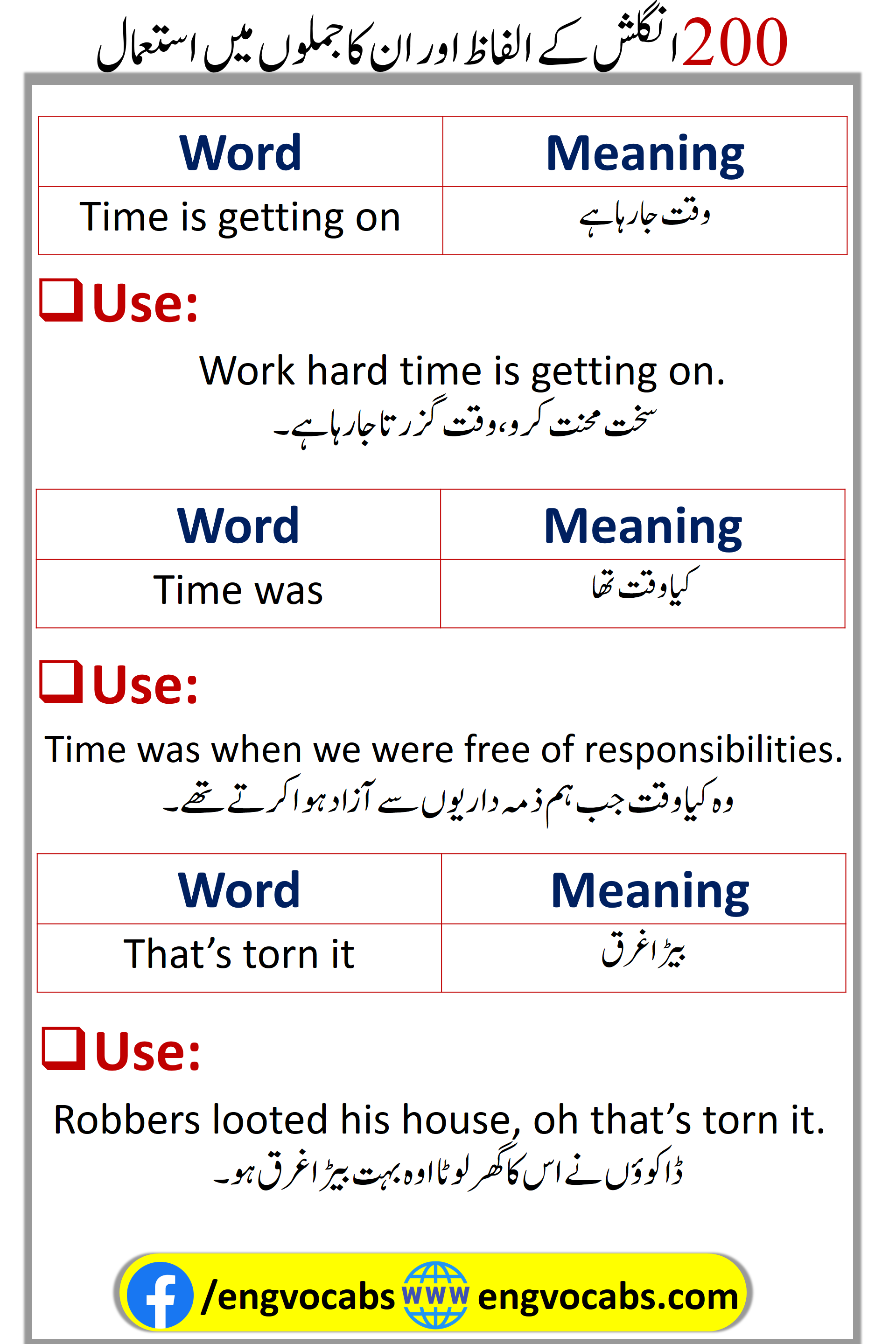 Vocabulary words With Sentences