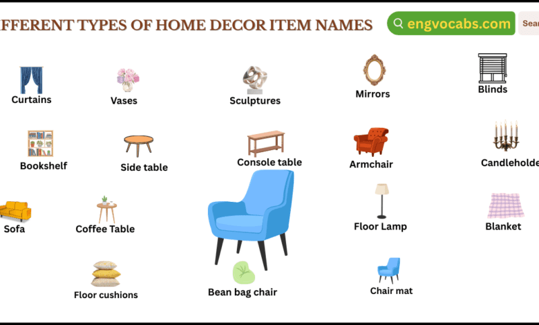Home Decor Items Names In English with Pictures