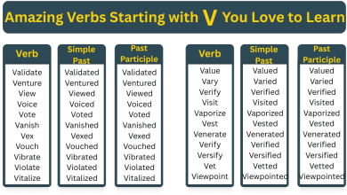 Verbs Starting With V